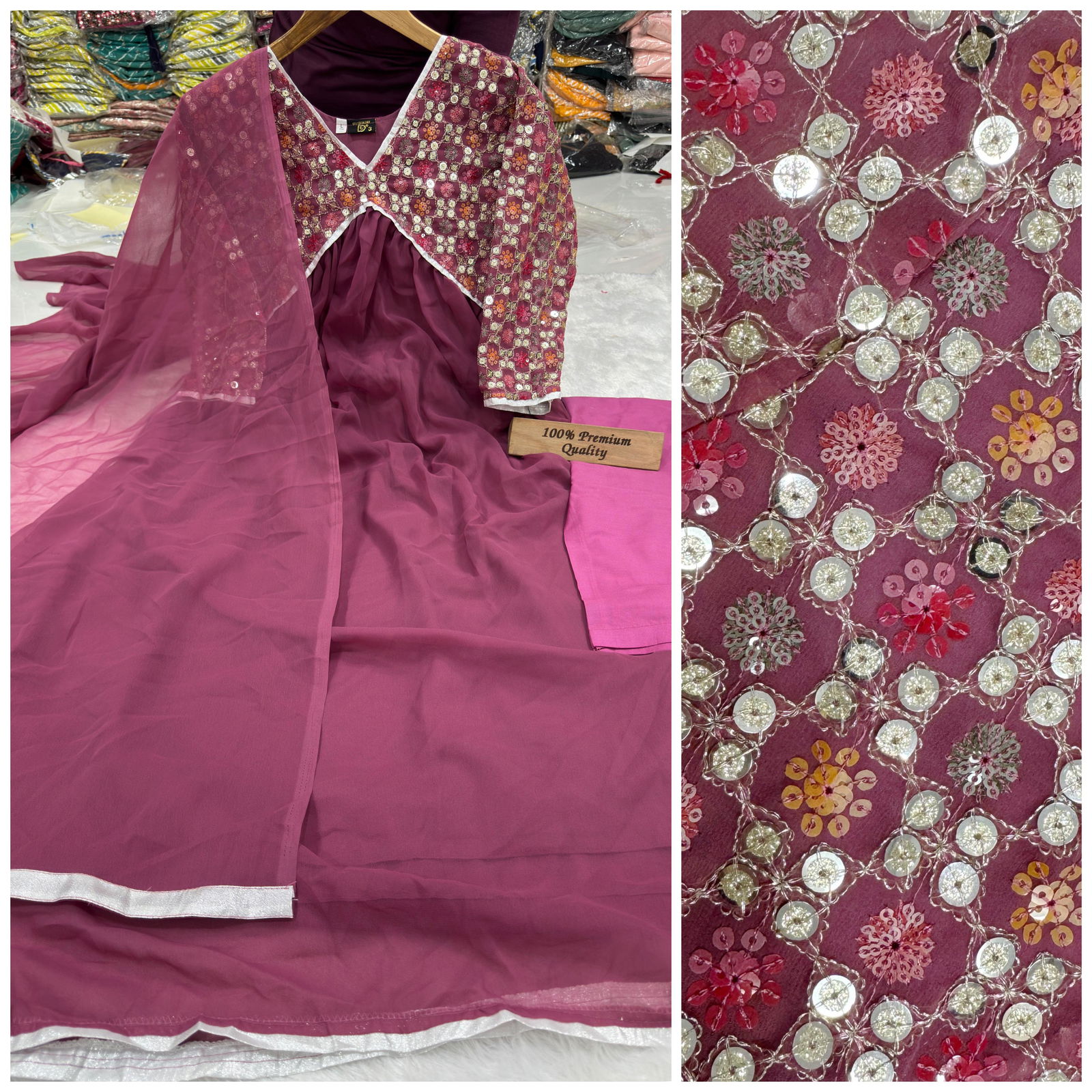 Output By Tdg Alia Cut Embroidery Kurti With Bottom Dupatta Orders in India